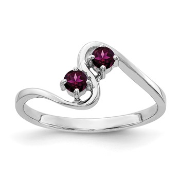 14k White Gold 3mm Rhodolite Garnet ring