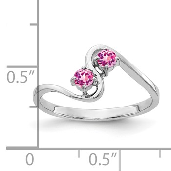 14k White Gold 3mm Pink Sapphire Ring — alternate view