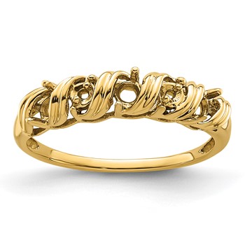 14k Holds 2-1.4mm and 3-2.75mm Stones Twist Ring Mounting