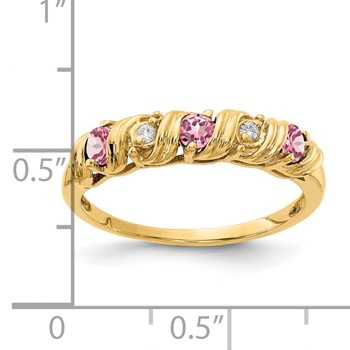 14k 2.75mm Pink Tourmaline AAA Diamond ring — alternate view