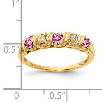 14k 2.75mm Pink Sapphire AA Diamond ring — alternate view