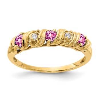 14k 2.75mm Pink Sapphire AA Diamond ring