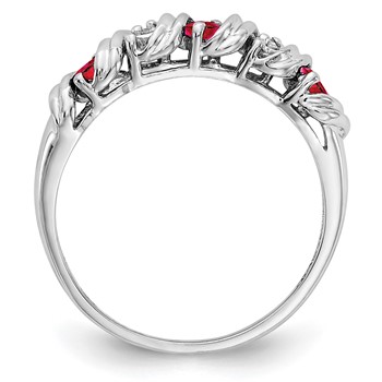 14k White Gold 2.75mm Rhodolite Garnet AA Diamond ring — alternate view