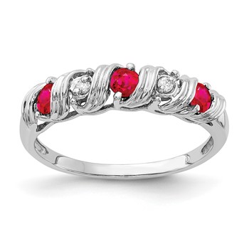 14k White Gold 2.75mm Rhodolite Garnet AA Diamond ring