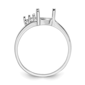 14k White Gold Holds 3-1.2mm Round and 1-6mm Trillion Gemstone Ring Mounting — alternate view