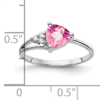 14k White Gold 6mm Pink Tourmaline VS Diamond ring — alternate view
