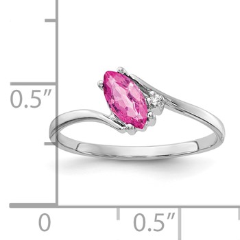 14k White Gold 7x3.5mm Marquise Pink Sapphire AA Diamond ring — alternate view