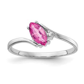 14k White Gold 7x3.5mm Marquise Pink Sapphire AA Diamond ring