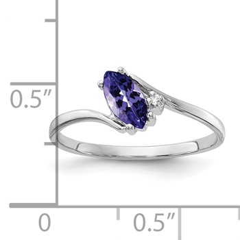 14k White Gold 7x3.5mm Marquise Tanzanite VS Diamond ring — alternate view