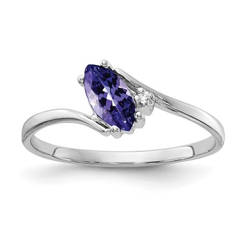 14k White Gold 7x3.5mm Marquise Tanzanite VS Diamond ring