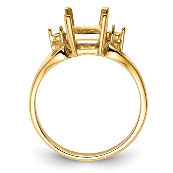 14k Holds 2-1.8mm Round and 1-8x6mm Emerald-cut Gemstone Ring Mounting — alternate view