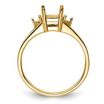 14k Holds 2-1.7mm Diamonds and 1-7x5mm Emerald-cut Gemstone Ring Mounting — alternate view