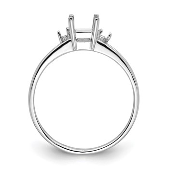 14k White Gold Holds 2-1.4mm Round and 1-6x4mm Emerald-cut Gemstone Ring Mounting — alternate view