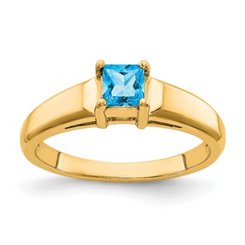 14k 4mm Princess Cut Blue Topaz ring