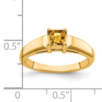 14k 4mm Princess Cut Citrine ring — alternate view