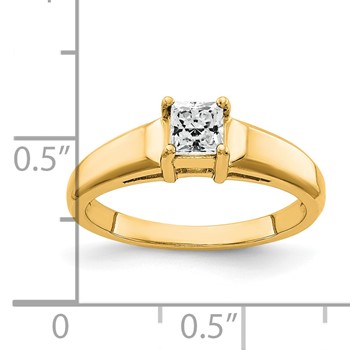 14k 4mm Princess Cut Cubic Zirconia ring — alternate view