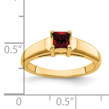 14k 4mm Princess Cut Garnet ring — alternate view