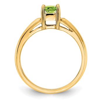 14k 4mm Princess Cut Peridot ring — alternate view