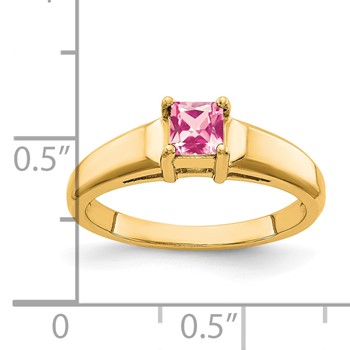 14k 4mm Princess Cut Pink Tourmaline ring — alternate view