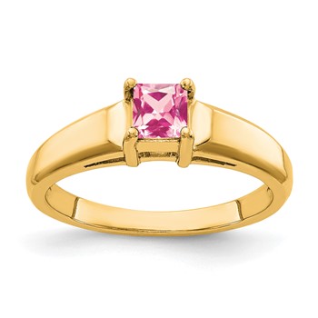 14k 4mm Princess Cut Pink Tourmaline ring