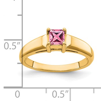 14k 4mm Princess Cut Pink Sapphire ring — alternate view