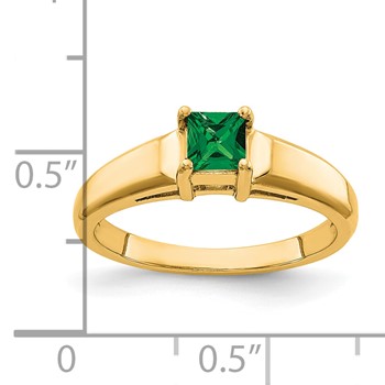 14k 4mm Princess Cut Tsavorite ring — alternate view