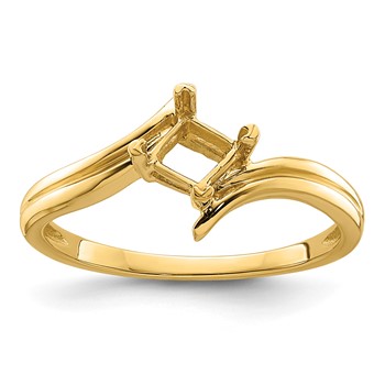 14k Holds 4mm Princess-cut Gemstone Ring Mounting
