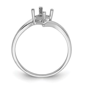 14k White Gold Holds 4mm Princess Gemstone Bypass Ring Mounting — alternate view