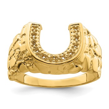 IB Goodman 14k Holds 11-1.0mm Diamonds Mens Horseshoe Nugget Ring Mounting