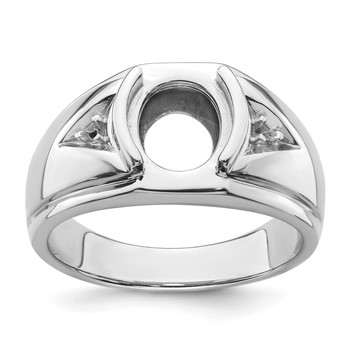 IB Goodman 14k White Gold Holds Oval Onyx and 2-1.8mm Diamonds Mens Open Back Ring Mounting
