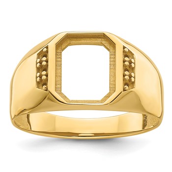IB Goodman 14k Holds 10.2x8.2mm Octagon and 6-1.4mm Diamonds Onyx Mens Ring Mounting