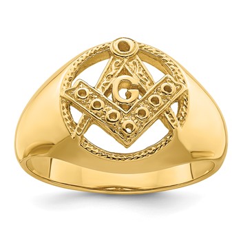 IB Goodman 14k Mens Polished and Textured Masonic Ring Mounting