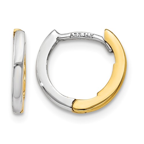 10k Two-tone Mini 1.35mm Round Hinged Hoop Earrings