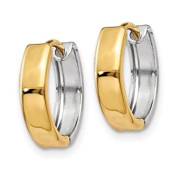 14k Two-tone Hinged Hoop Earrings — alternate view