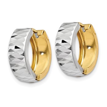 14k Two-tone Textured Hoop Earrings — alternate view