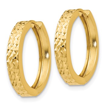 14k Diamond-cut Hinged Hoop Earrings — alternate view