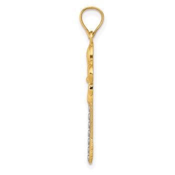 14K w/ White Rhodium Polished Fleur De Lis Key Charm — alternate view