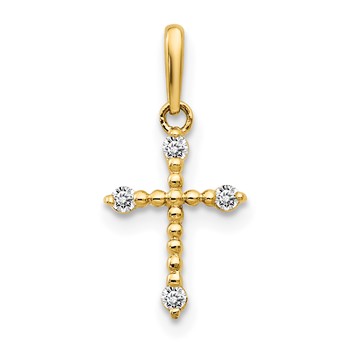 14k CZ Cross Childrens Pendant