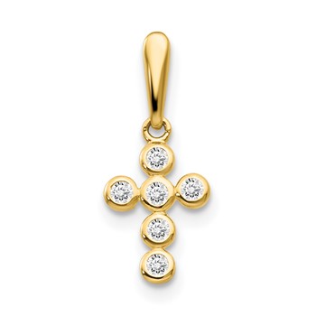 14k CZ Cross Childrens Pendant