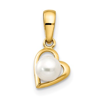 14k Freshwater Cultured Pearl in Heart Childrens Pendant
