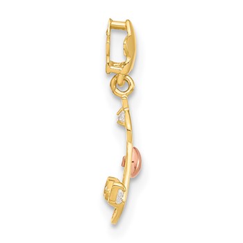 14k Yellow and Rose Gold CZ Children's Rocking Horse Pendant — alternate view