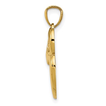 14k Polished Cut-out Owl Pendant — alternate view