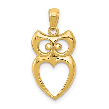 14k Polished Cut-out Owl Pendant