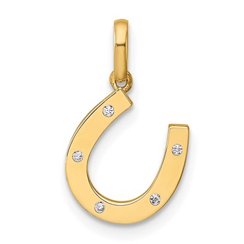 14k CZ Horseshoe Childrens Pendant