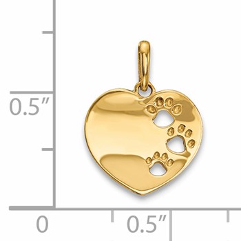 14k Heart with Pawprints Childrens Pendant — alternate view