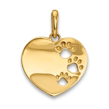 14k Heart with Pawprints Childrens Pendant