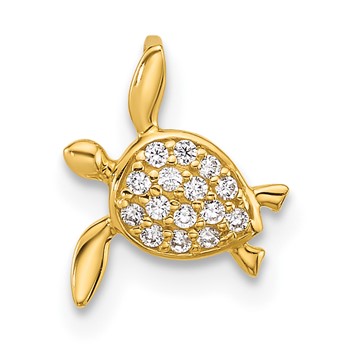 14k CZ Sea Turtle Childrens Chain Slide