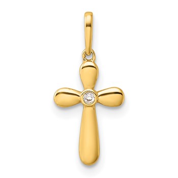 14k CZ Cross Childrens Pendant