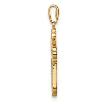 14K and White Rhodium CZ Cross Pendant — alternate view