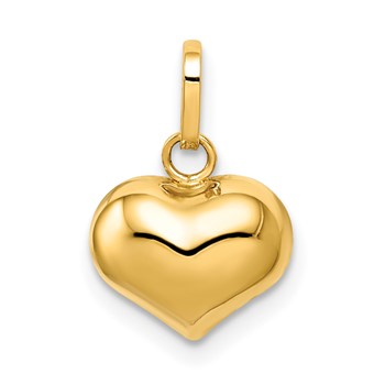 14k Polished Puffed Heart Charm